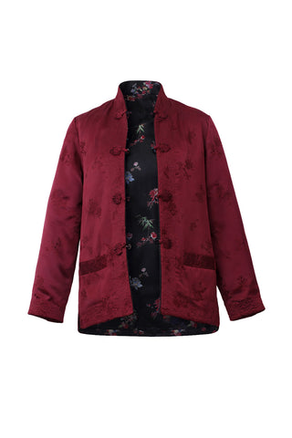 Maroon reversible jacket on a white background