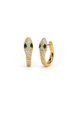 Pavé snake hoop earrings