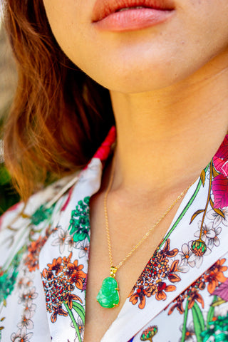 Jade Laughing Buddha Necklace